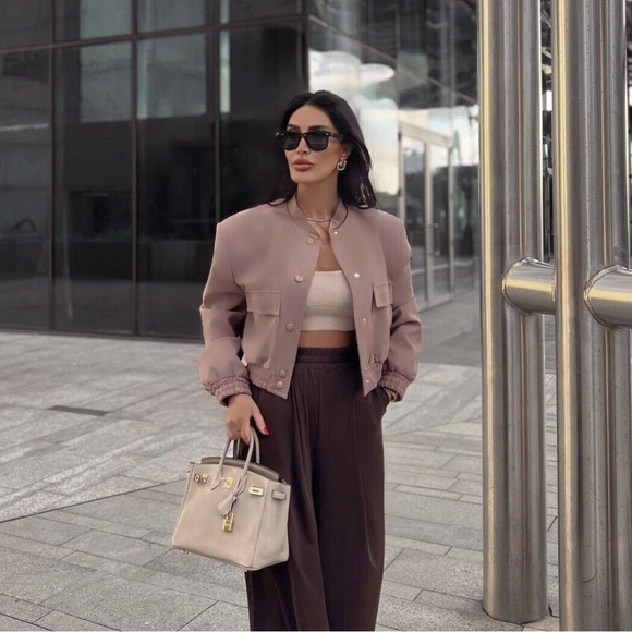 ZARA Cropped Maxi Bomber Jacket - Picture 6 of 12